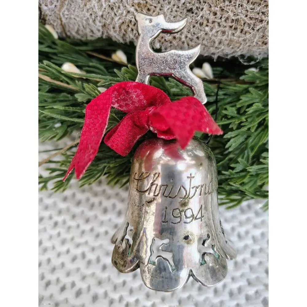 Silverplate Reindeer Bell Ornament – Christmas 1994
